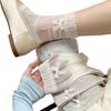 Lace Bow Calf Socks Cover Women'S Summer Thin Transparent Stepping Foot Stacking Socks Vertical Pattern Cold Jk Half Sole Leg Cover