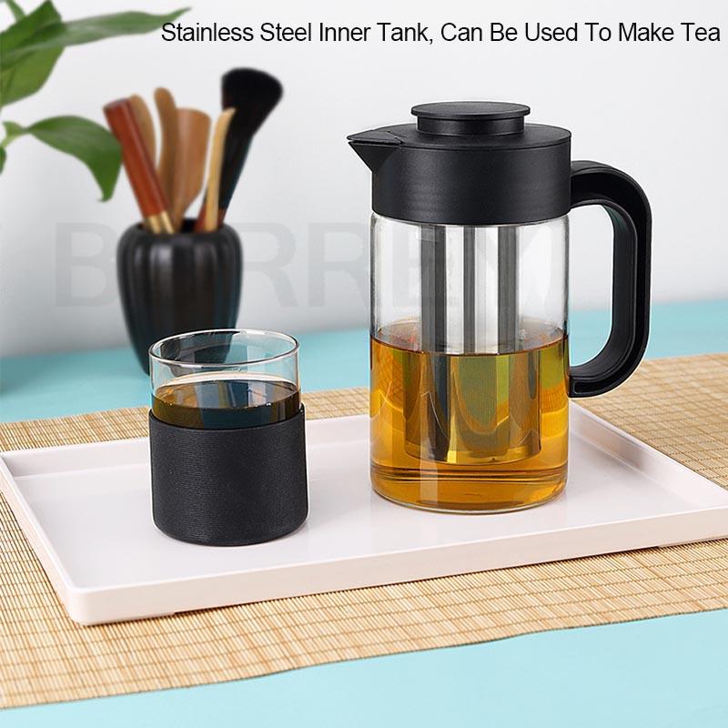 Большой чайник BORREY, термостойкий чайник, цветочный чайник, прозрачное стекло, кубик льда, контейнер для фруктового сока, чайник, крутой белый чайник