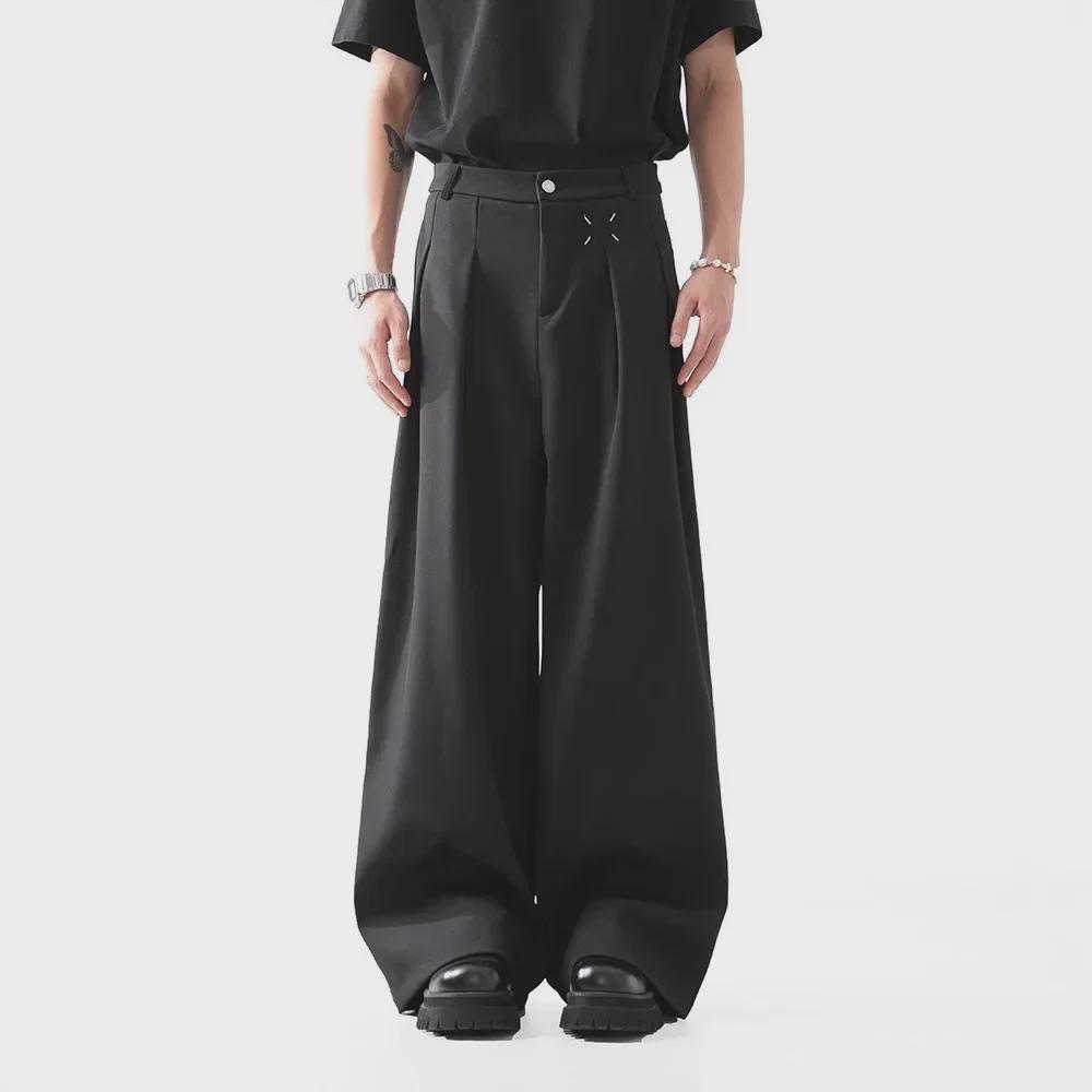 Мужские широкие черные брюки - Cleanfit, повседневные, профессиональные - коллекция весна/осень