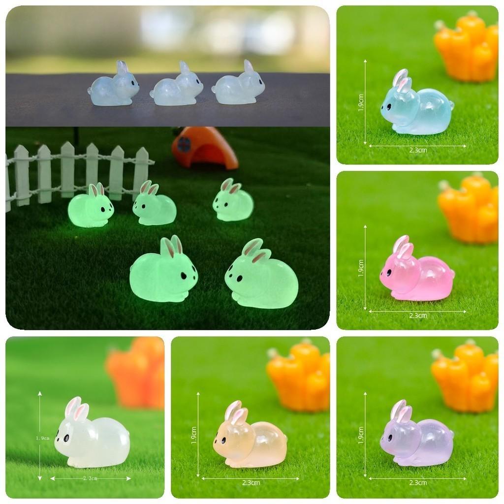 Charming Glow In The Dark Fat Bunny Resin Figurine Perfect For Diy Moss Garden Decor