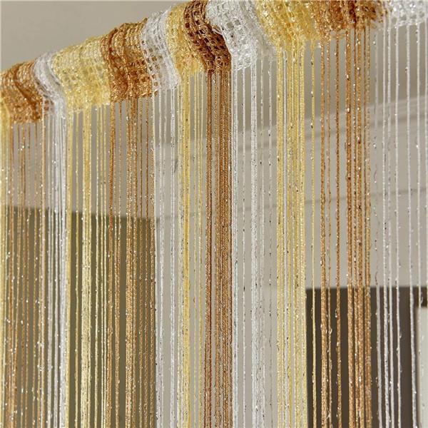 String Curtain Shiny Tassel Line Curtains Window Door Divider Drape Living Room Decor Valance Glitter Door String Curtain