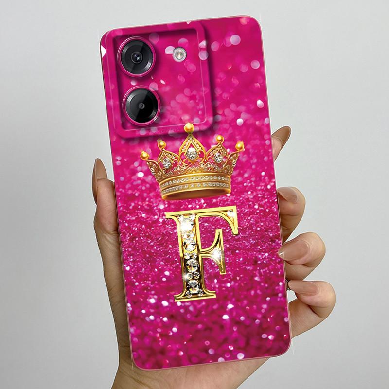 For Xiaomi Poco M7 Pro 5G Case Crown Letters Antifouling Non-slip Luxury Cover Couple For xiaomi poco m7pro PocoM7Pro Soft Funda