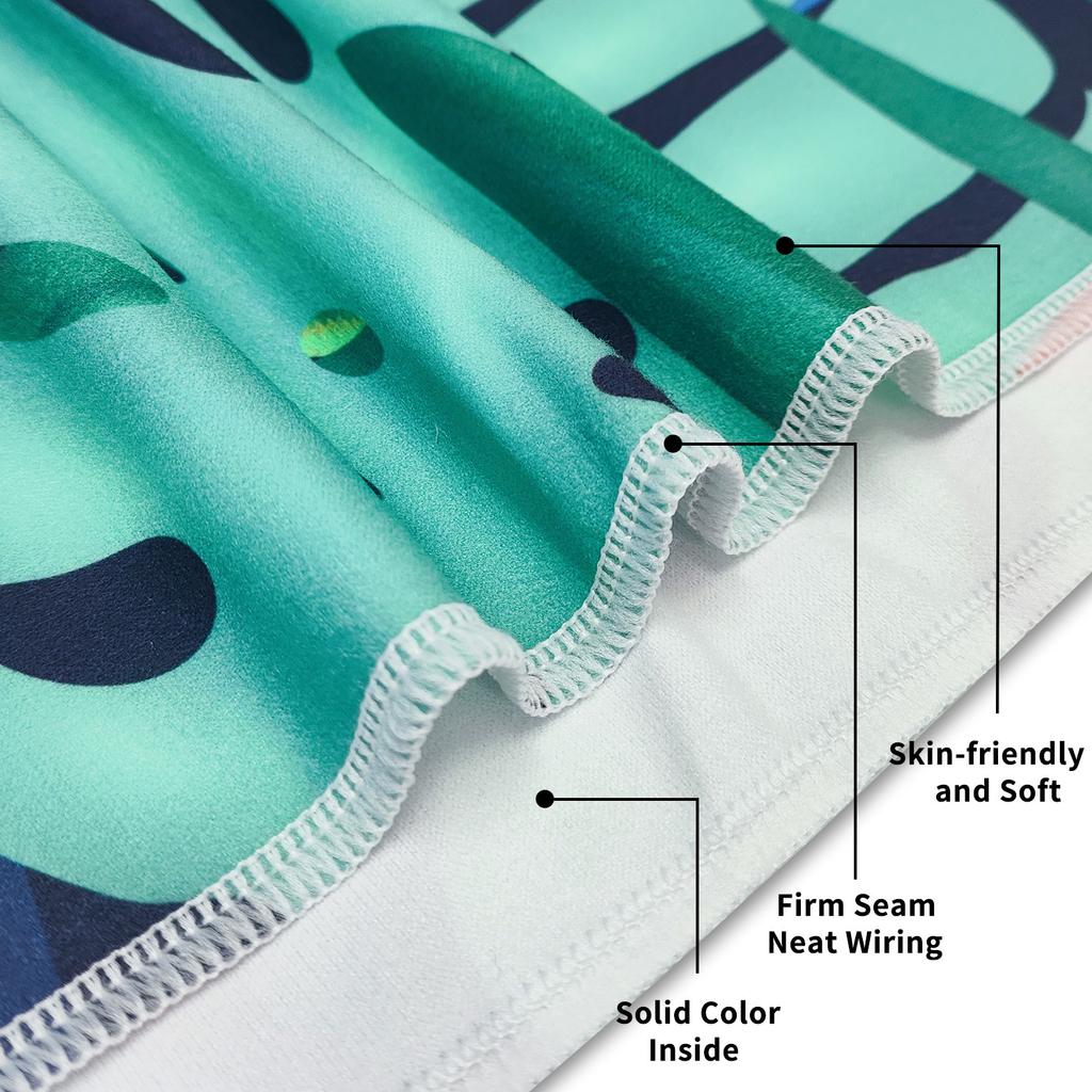 Двустороннее бархатное пляжное полотенце, спортивное полотенце с принтом из микрофибры, впитывающее банное полотенце