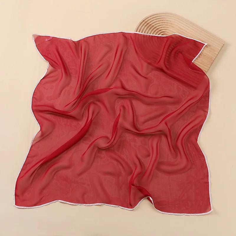 Solid Color Handkerchief Cotton Silk Neck Scarves For Women Small Shawls Bandana Head Scarfs Female Square Hairband Hijab Scarf