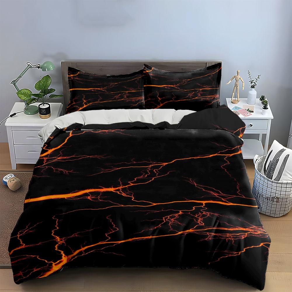Fiery orange lightning bolts. Bedding sets Duvet cover sets Duvet covers Pillowcases(1 * Duvet Cover 2 * Pillowcases, without duvet insert)