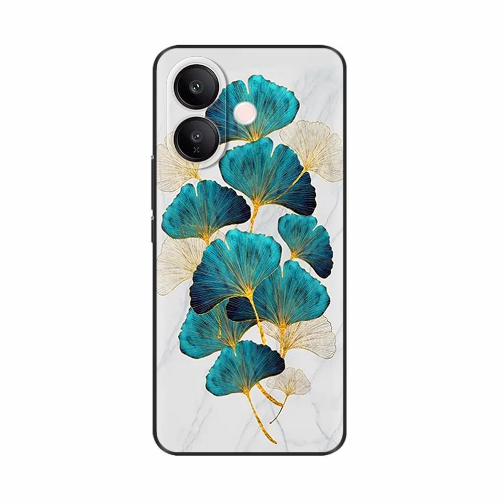 Чехол для телефона Vivo V60 Lite 4G с узором из цветов, мягкий черный силиконовый защитный корпус, задняя крышка для Vivo V60 VivoV60 Lite Funda