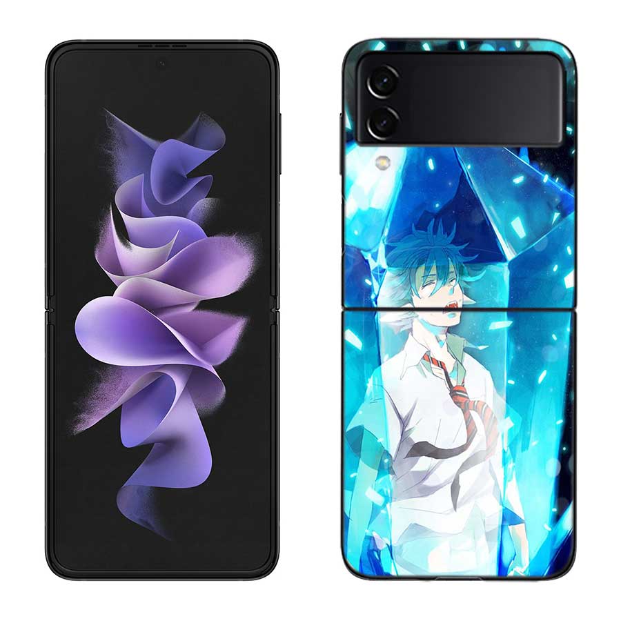 Чехол для телефона Аниме Синий Экзорцист Окумура Рин для Samsung Z Flip 7 6 5G Galaxy Z Flip 5 4 3 Черный Жесткий Чехол Роскошная PC Оболочка