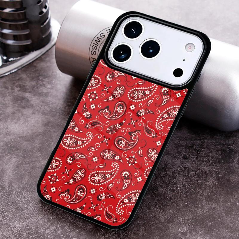 Red Bandana Paisley Phone Case for iPhone 17 16 15 Pro Max Air 14 13 12 11 Plus Shockproof Capa Cover
