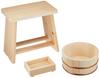 Hoshino Kogyo Made In Japan Bath Set A Cypress Bath Fir Cypress Soap Stand 3-piece Chair, Bathtub,