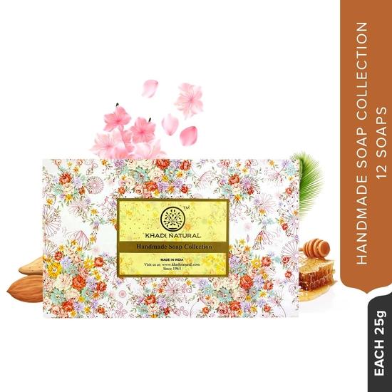KHADI NATURAL Набор мыла | Ассорти из мыла ручной работы | Натуральное мыло для купания | Мыло ручной работы с эфирными маслами | Набор из 12 шт., (12 х 25 г)