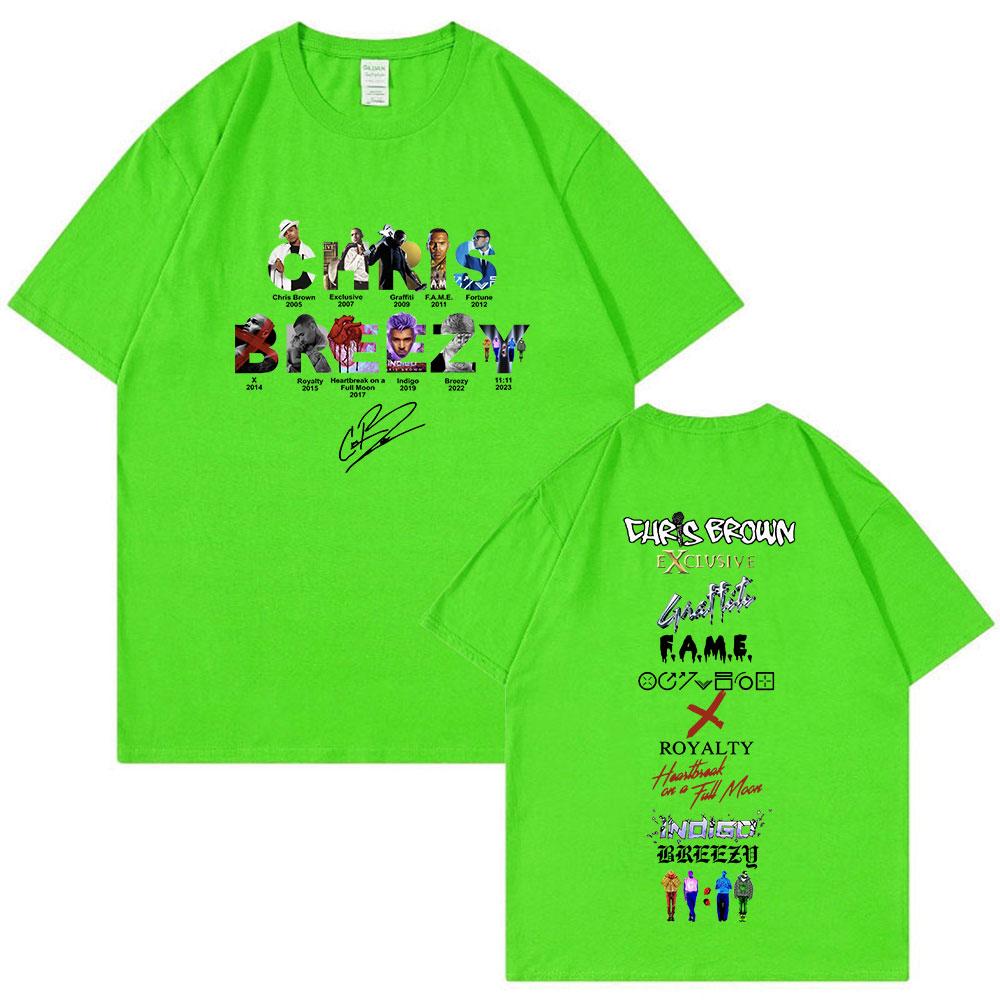 Rapper Chris Brown Breezy T-shirt 11:11 Tour 2024 T-Shirts Unisex Harajuku O-Neck Short Sleeve T Shirts Fans Gift Streetwear
