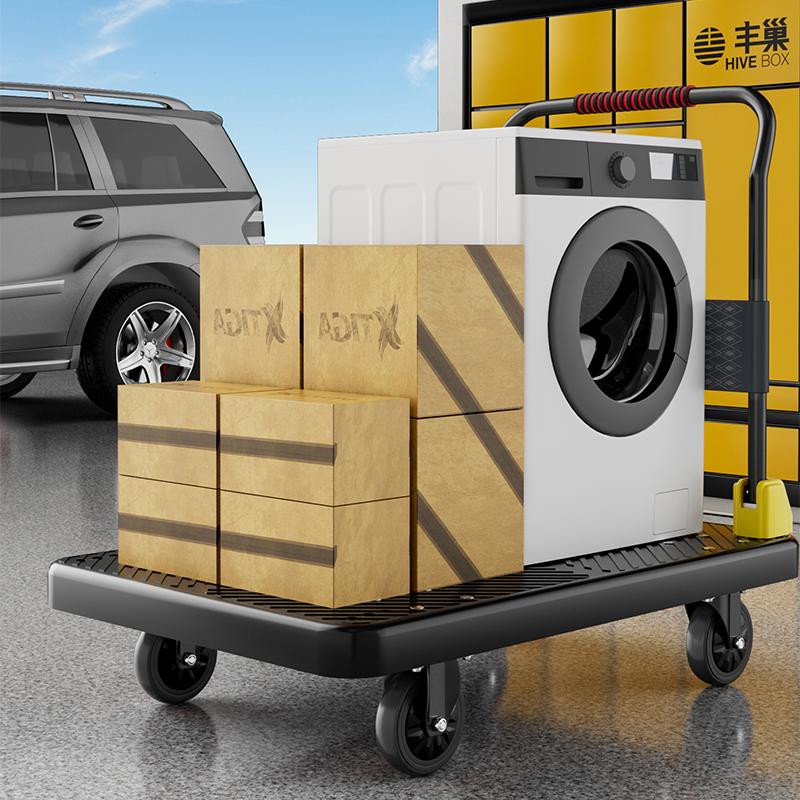 Trolley 200kg/300kg/500kg Nylon Durable Flatbed Hand Truck Carts Silent Foldable Platform Trolley for Carrying