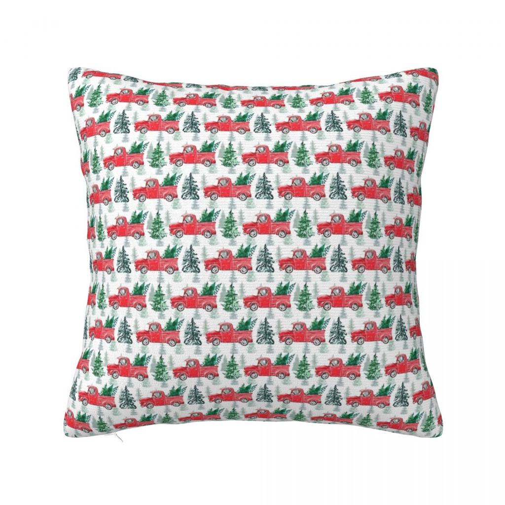 Christmas Festive Vintage Red Trucks And Tree Pillow Cover Pillow Case For Party Home Decor Cushion Cover Soft Pillowcases Gift