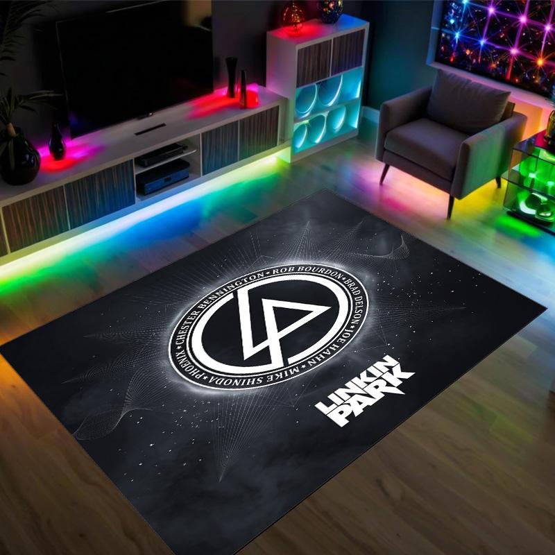 Linkin Park Design Crystal Velvet Carpet Cozy Non?Slip Printed Rug For Bedroom Living Room Entrance