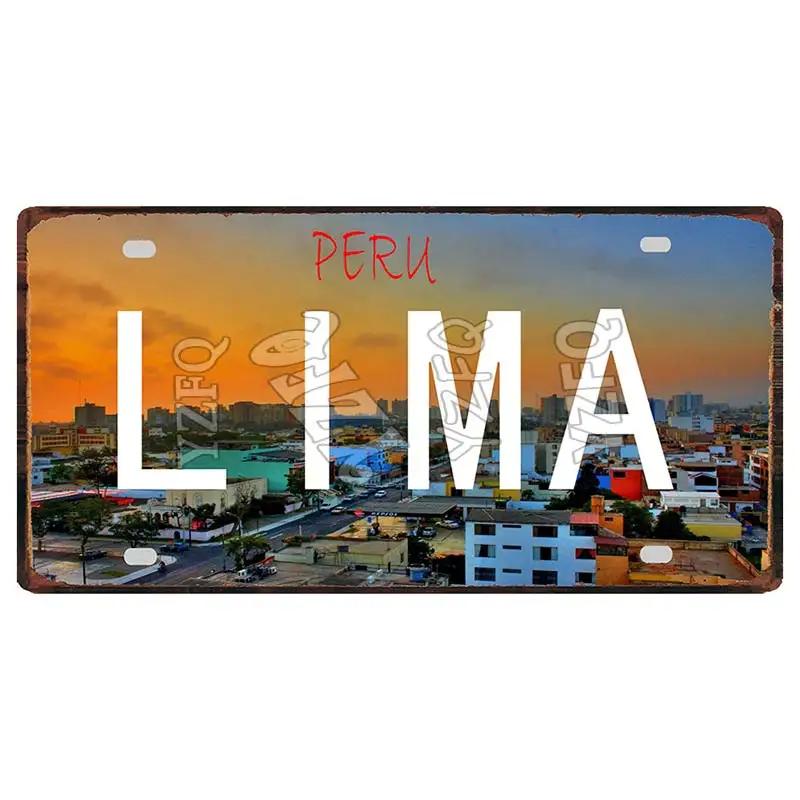 Lima Cusco Vintage Travel Metal Signs Licence Plate Poster Decorative For Club Wall Art Home Decor 30X15CM DC-1033A