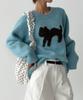 THE GREEN LAB Cat Jacquard Sweater [Blue]