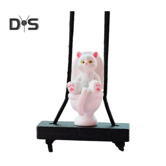 Подвеска для автомобиля в виде унитаза с изображением кота, подвесное украшение для зеркала заднего вида с шнурком, юмористические аксессуары для салона автомобиля