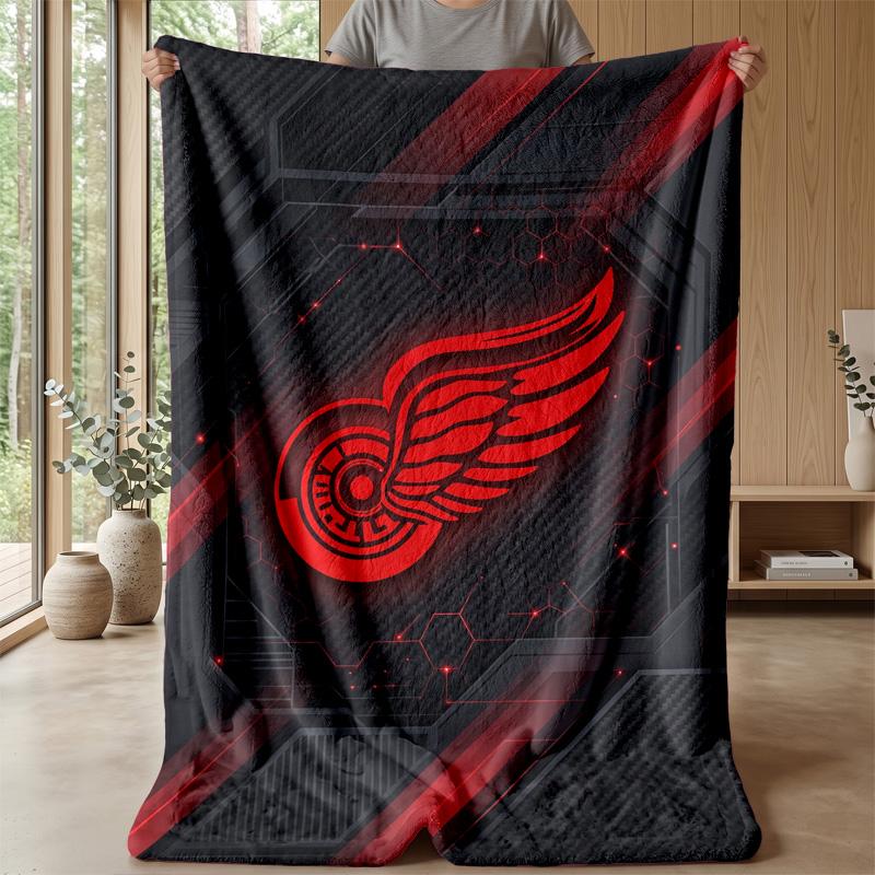 Detroit Red Wings Flannel Fleece Blanket Cozy Warm Throw Blanket For Couch Bed Travel All Season Use
