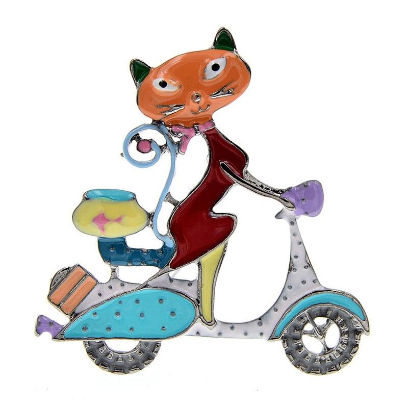 Blucome Fashion Cartoon Cat Girl Brooch Women’s Brooch for Coat Suit Hijab Laple Pins New Year Gifts