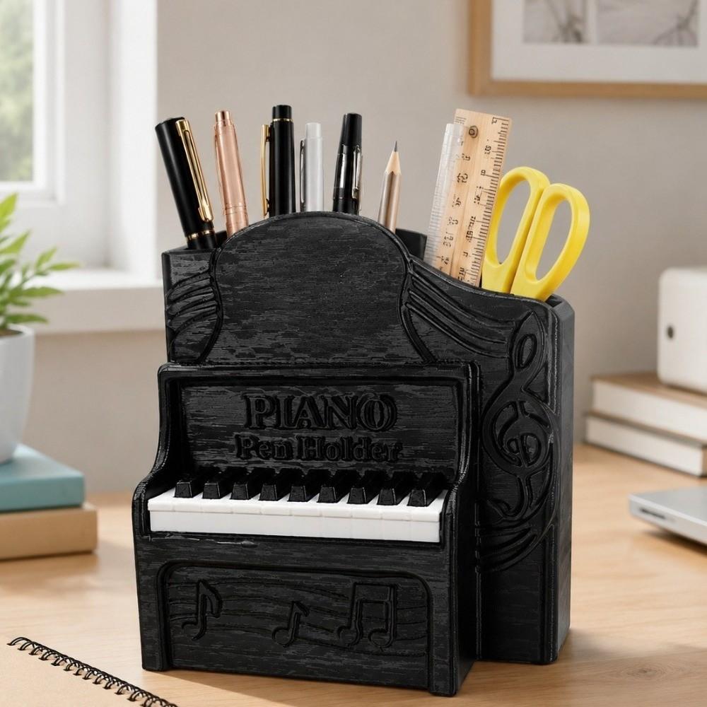 3D Printed Piano Pen Holder Unique Piano Ornament Creative Piano Shaped Storage Box Study Room