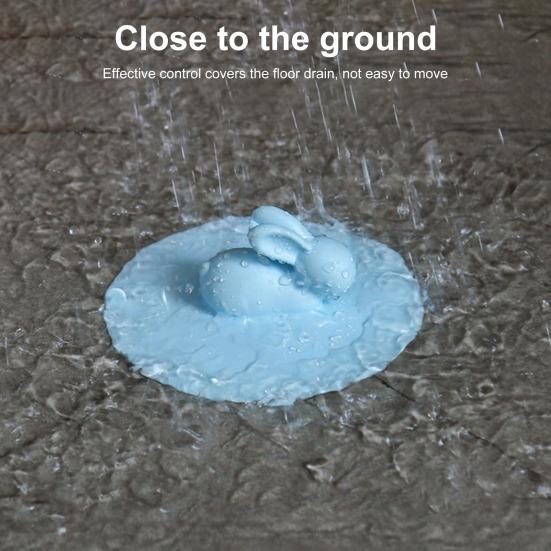 Сливная пробка для ванны, силиконовая крышка для сливного отверстия в полу с ручкой в ​​форме кролика, сильное всасывание, защита от протечек, защита от запаха, универсальная пробка для ванны для ванной комнаты