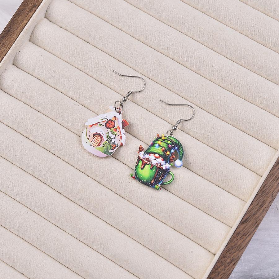 Gradient Snowflake and Reindeer Gnome Christmas Earrings