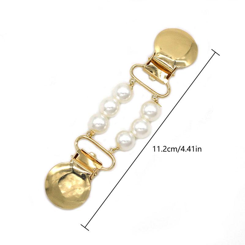 1PC Metal Corsage Brooch Pearl Chain Sweater Cardigan Clip Shawl Buckle Anti-Slip