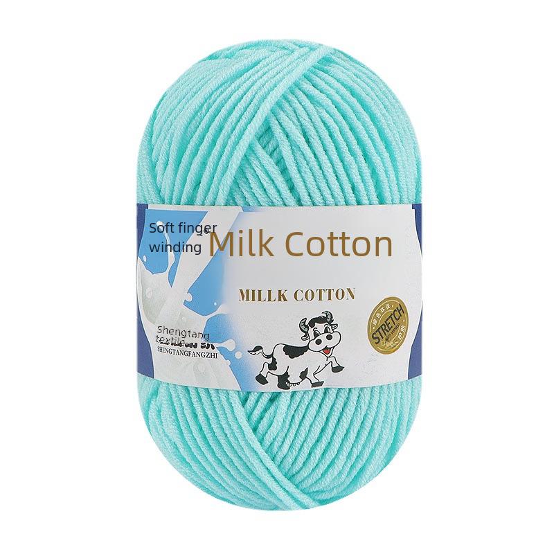 Комплект из 5 нитей детской шерстяной шапки и шарфа из молочной хлопковой пряжи средней толщины, ручная работа