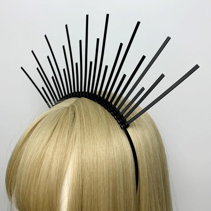 Темный ободок Корона ангела Ободок Свадебные тиары Божественный головной убор принцессы Обруч для волос Барочные тиары с шипами