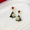 Exquisite Christmas Tree Personalised Fashion Copper Antique Silvery Earrings Dangling Women Daily Party Christmas Gift