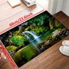 Natural Forest And Waterfall Landscape Vintage Boho Kitchen Mat Soft Thickened Kitchen Floor Mat Waterproof Non-slip Oil-proof Floor Mat Runner Rug