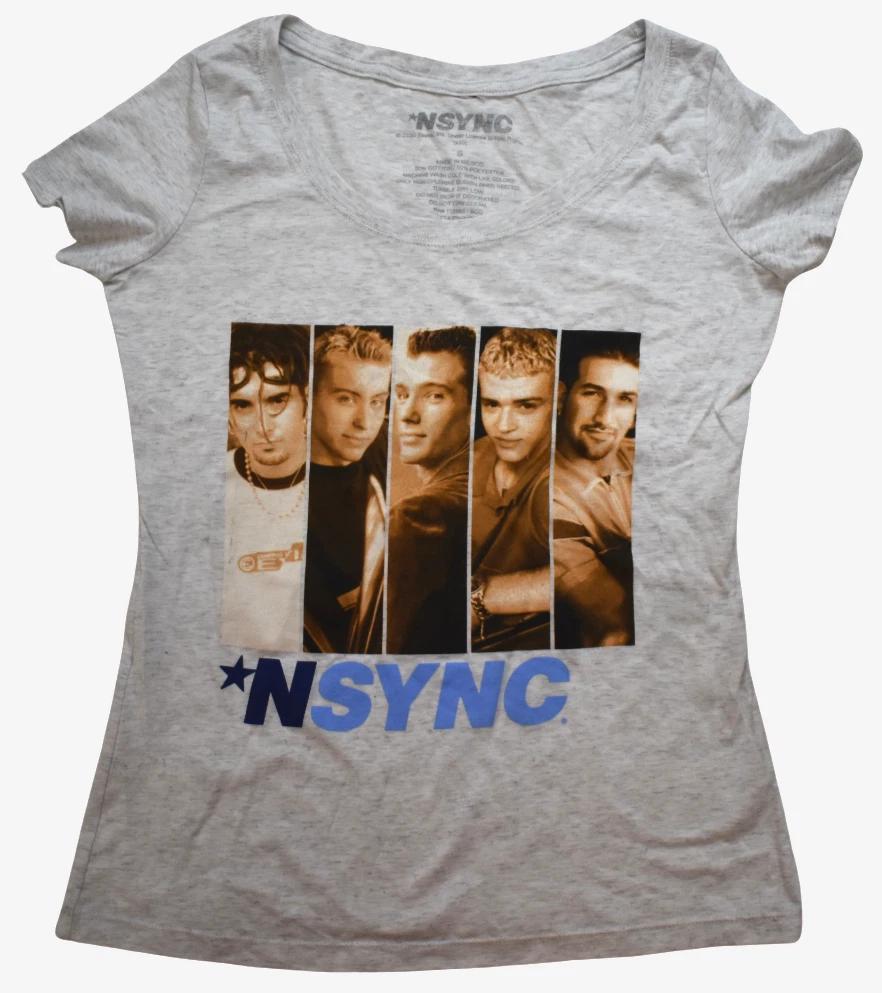 NSYNC Женская Обложка Альбома Графический Мальчиковая Группа Серая Футболка Новая Маленькая