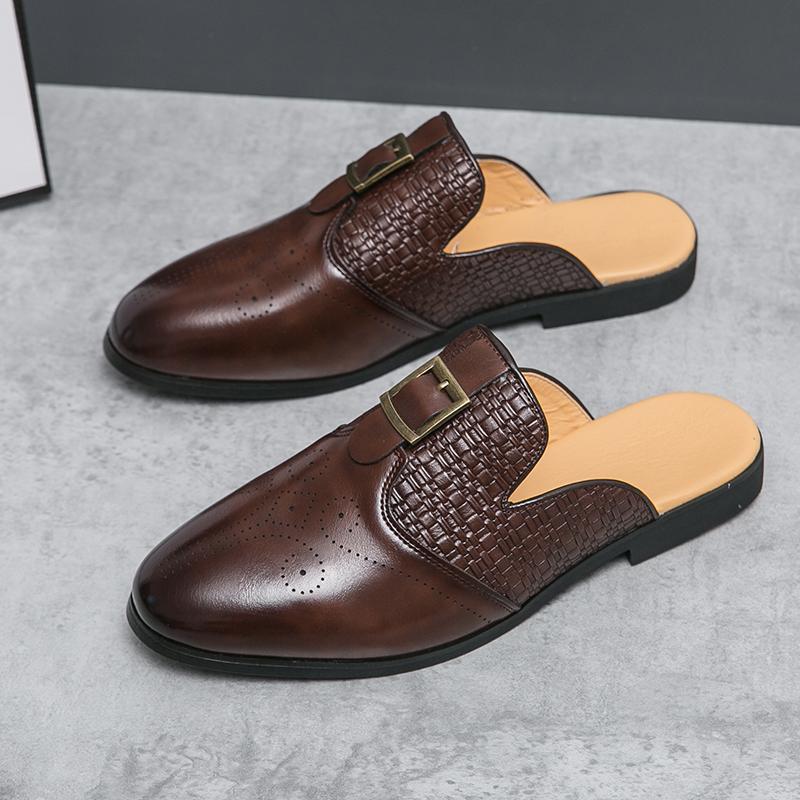 Роскошные дизайнерские мужские полуботинки для мужчин, повседневные кожаные модные полуботинки, мюли, мужские шлепанцы, мокасины, тапочки, мужские, большой размер 46