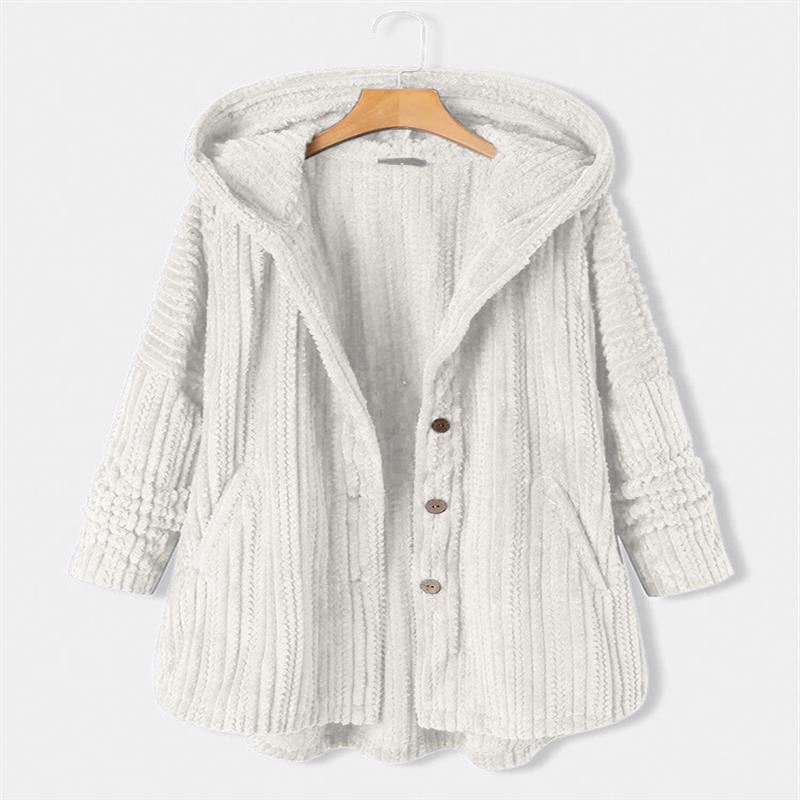 Women Winter Autumn Warm Hooded Coats Single-breasted Loose Casual Plush Long-sleeved Coat Plus Size Hoodie