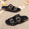 Fashion Summer 2025 Riveted Roman Sandals and Slippers Casual Beach Shoes Double Buckle