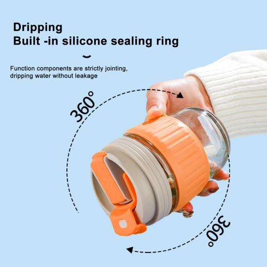 350 мл Дорожная кружка Защита от ожогов Герметичное силиконовое кольцо Термостойкая Нескользящая Крышка Защита от протечек Пить воду Портативная Стеклянная