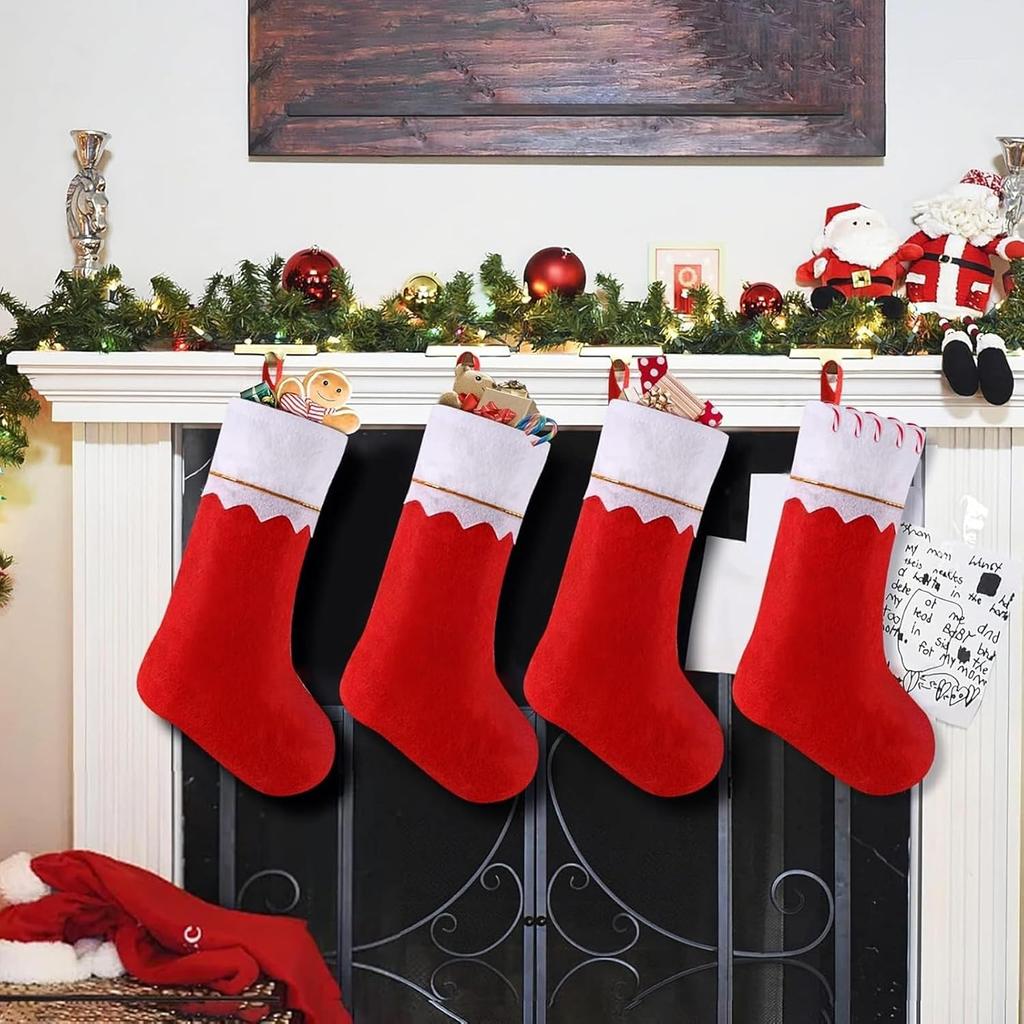 Christmas Stocking Decorations for Tree Hanging Fillable Holiday Candy Sock Gift Bags Large Red Xmas Stockings Festive Supplies