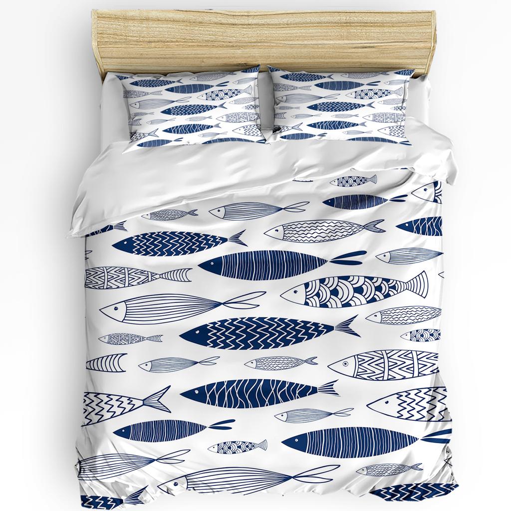 Animal Green Fish Duvet Cover Bed Bedding Collection For Double Home Textile Quilt Cover Pillowcases Bedroom Bedding Collection No Linen