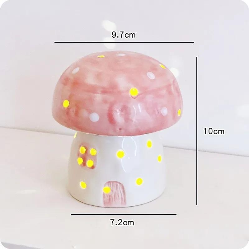 New Creative Mushroom Nightlight Bedroom Bedlight Mini Desktop Sunset Night Lamp Girl Heart Dream Ceramic Light Led Night Light