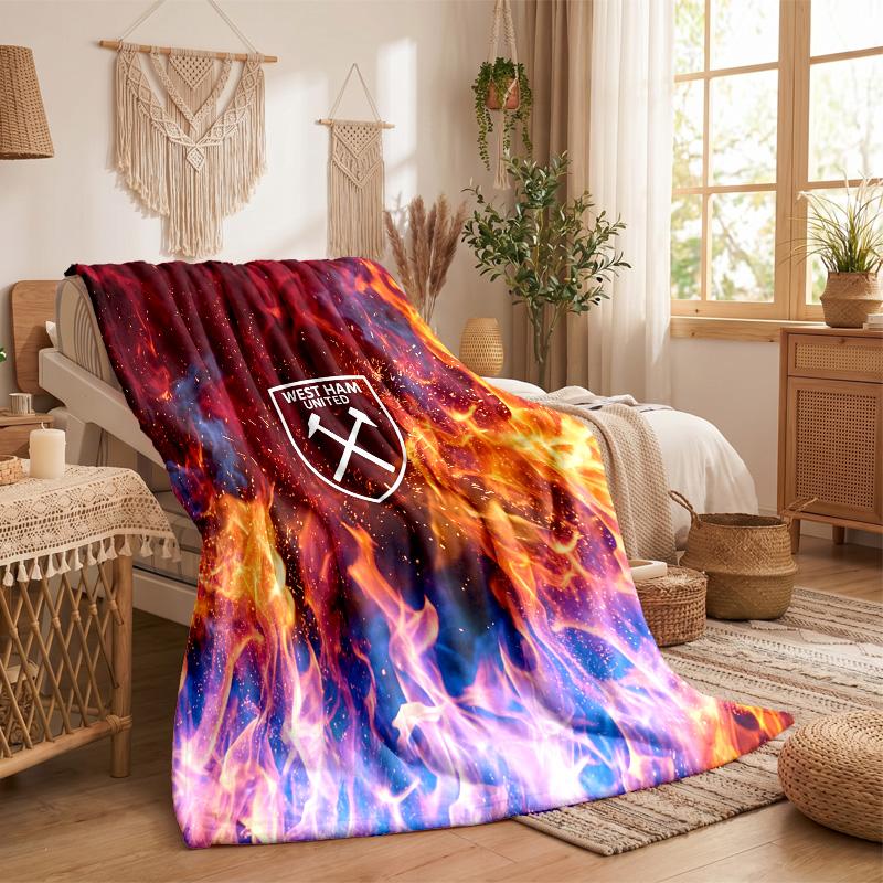West Ham United Football Print Flannel Blanket Soft Warm Sofa Bed Throw Blanket For Home Office Bedroom
