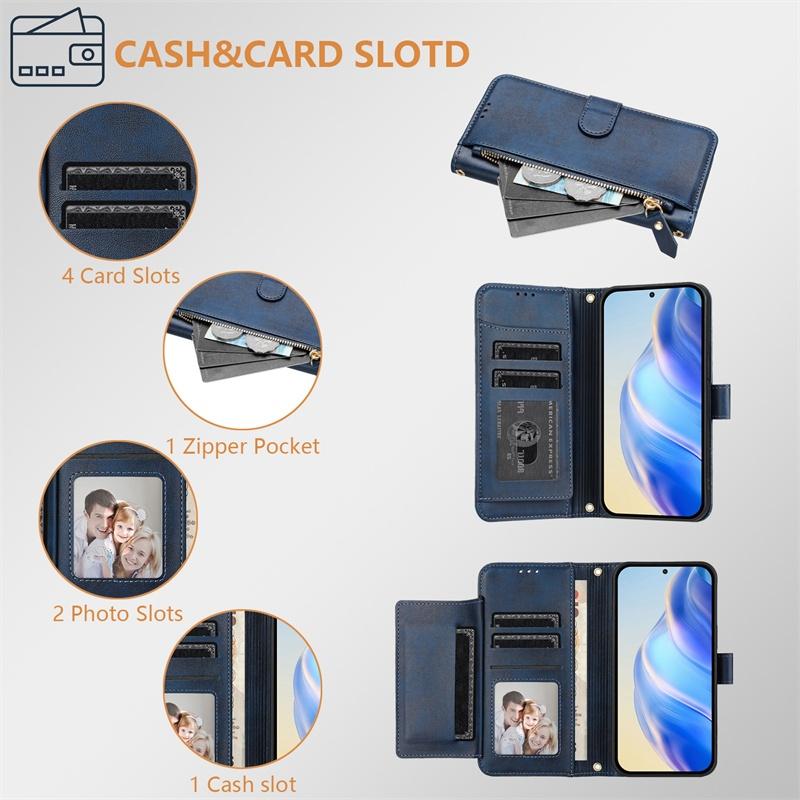 Flip Case for Realme V11 V13 V20 V23 V25 V50S V60 V60S Q3 Q3i Q5 Pro Q5i Q5X C61 C63 C65 C75 4G 5G Leather Wallet Cover Card Slot Bag Zipper Casing