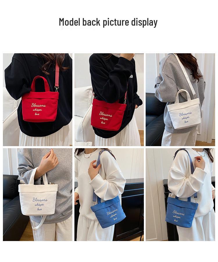 2025 Women's Fashion Canvas Embroidered Tote - Casual Crossbody Small Bucket Bag