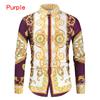Luxury Royal Shirt Men Casual Slim Fit Long Sleeve Men Paisley Print Shirt Prom Party Shirt