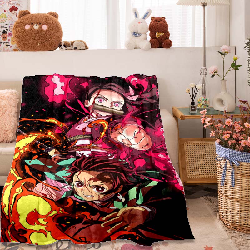 The Anime-themed Kimetsu No Yaiba Blanket Is Perfect for Naps, Sofas, Living Rooms, Offices, Bedrooms, and Other Similar Spaces.
