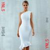 Hot Sale: Sexy Off-Shoulder Lotus Leaf Tail Hip-Wrapped Bandage Dress for Women