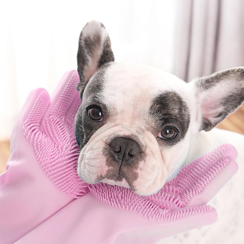 Пара волшебных силиконовых перчаток для купания домашних животных, идеальные перчатки для мытья шампунем для собак и кошек