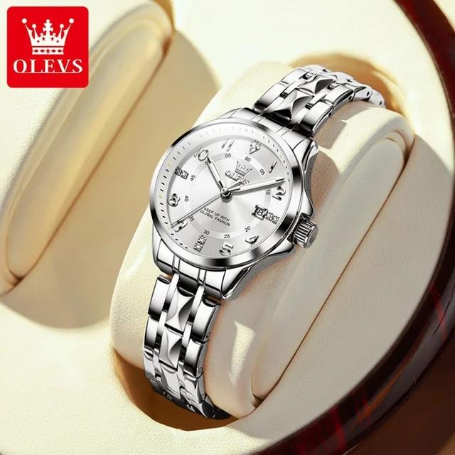 OLEVS 2910 Hot Sales High Quality Fashion Business Calendar Stainless Steel Band Waterproof Woman Man Quartz Watch Relojes