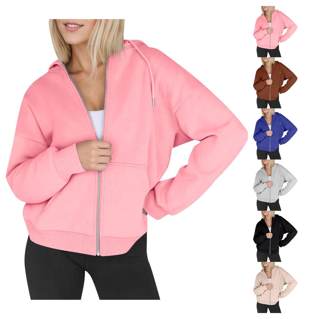 Womens Zip Up Hoodies Oversized Sweatshirts Fall Fashion Outfits Casual Jackets