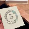 Natural White Crystal Green Fluorite Blue Moonstone Beaded Bracelet Fresh Jewelry Men Women