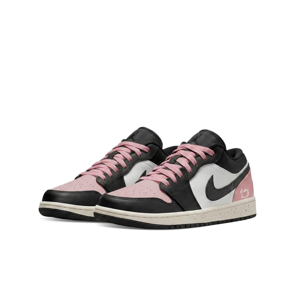 Jordan Air Jordan 1 Устойчивые к истиранию Низкие Скейтбордические кроссовки Унисекс Черный Белый Розовый 553560-081(Команда577-)